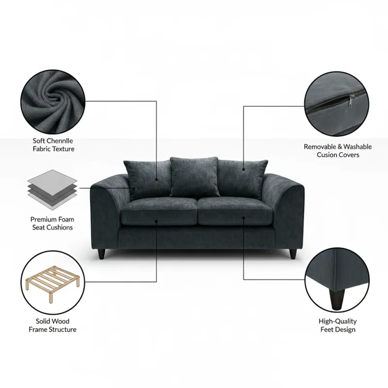 2 Seater Scatter Back Alaska (Grey)