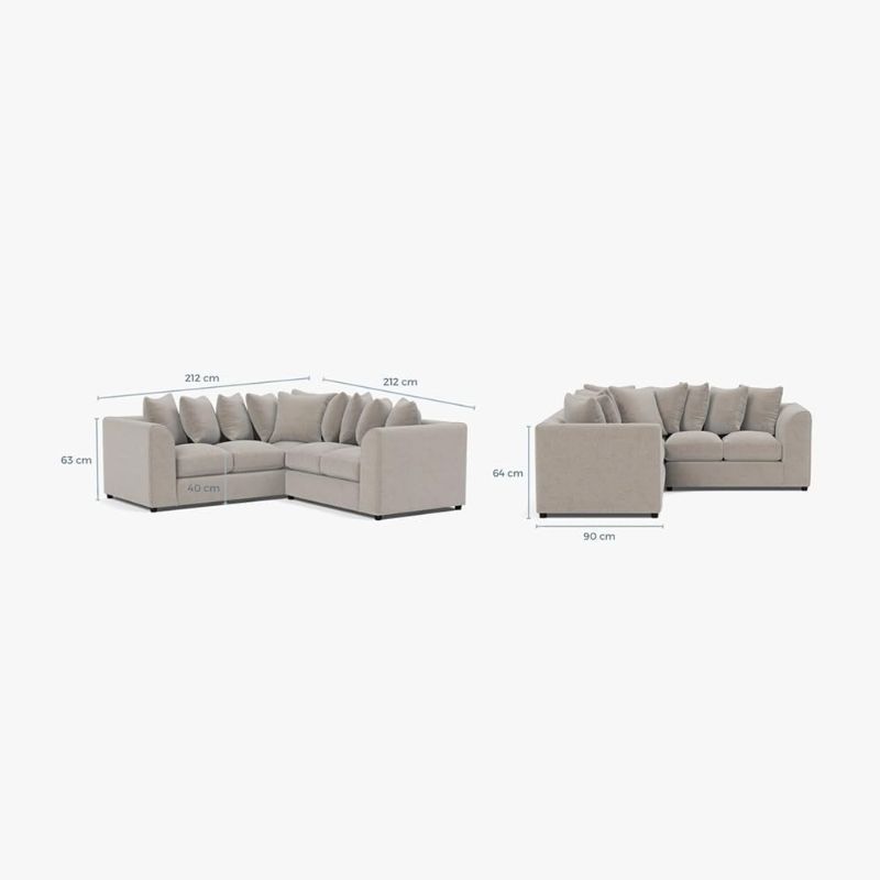 Cream Corner Sofa – Modern 5 Seater Linen Scatter Back L-Shape Couch