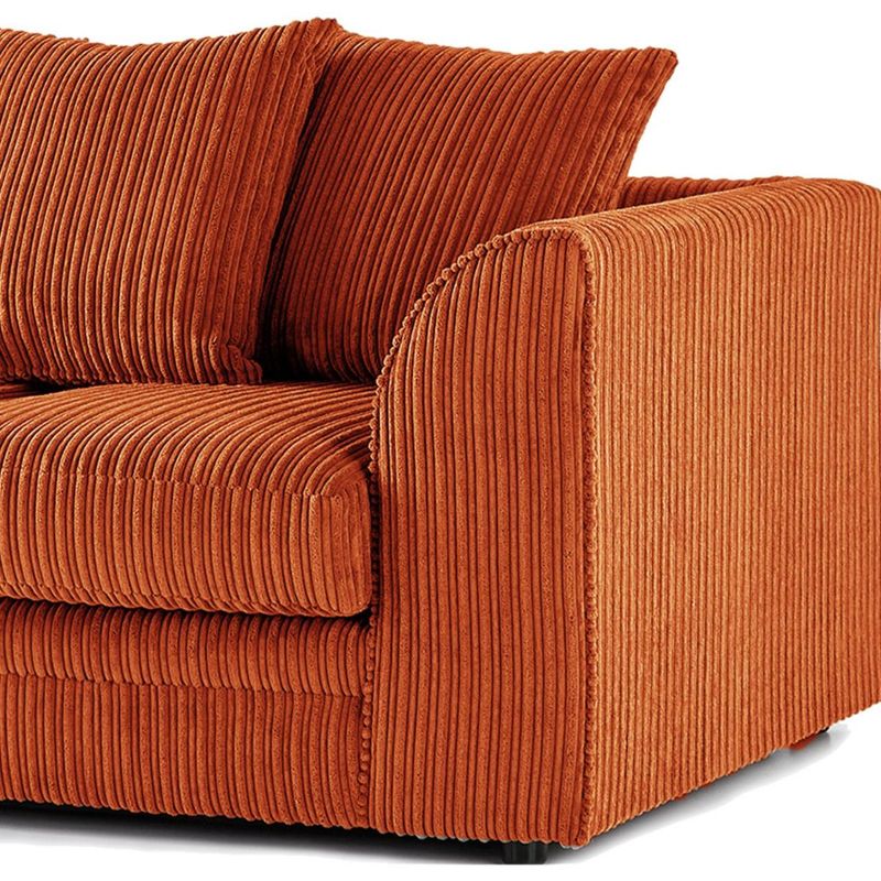 L Shape Jumbo Cord 4 Seater Orange Corner Sofa - Left Side