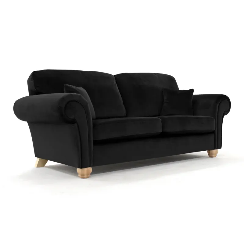 Ashwin Black plush Velvet High Back Sofa