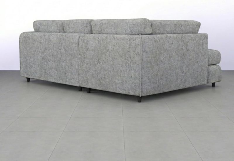 Left Hand Facing Corner Sofa – Light Grey Alaska Fabric | Full Back Firm Seating | Wooden Frame & Padded Armrests