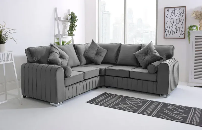 Lilly Modern Grey Steel 2C2 Corner Sofa – Soft High Back Style