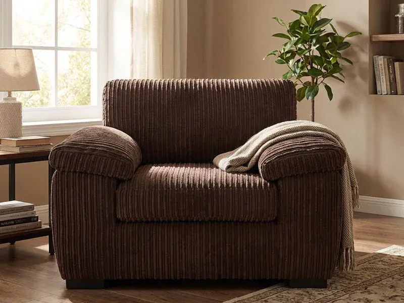 Amalfi Jumbo Cord Fabric Armchair Brown