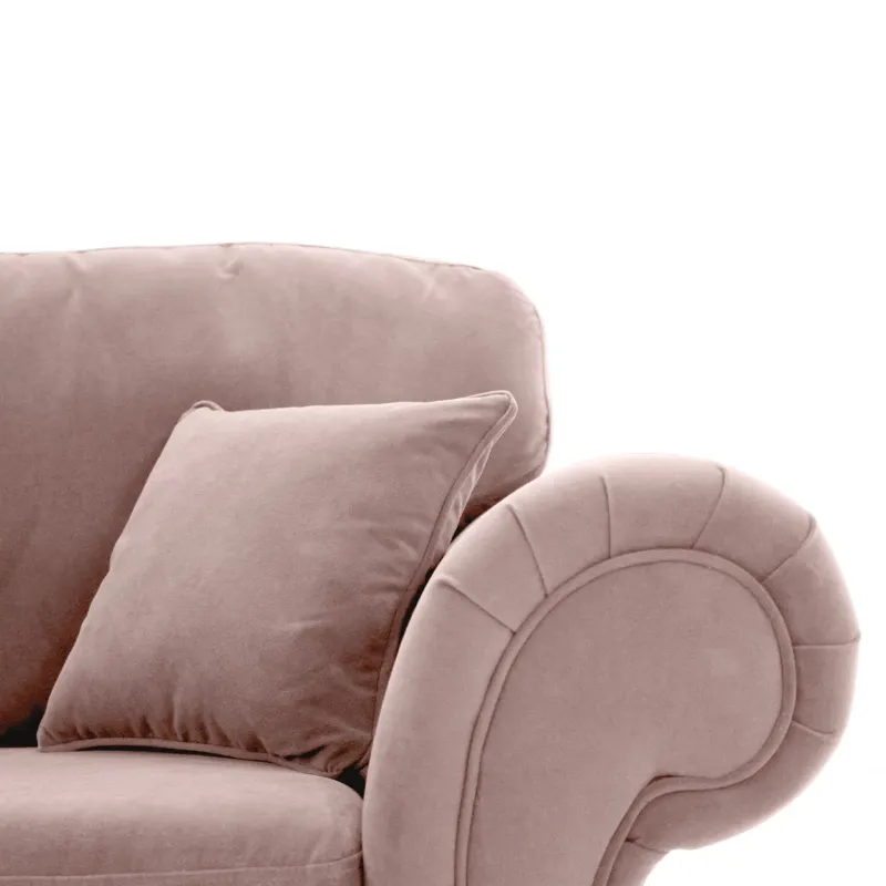 Ashwin Pink plush Velvet High Back Sofa