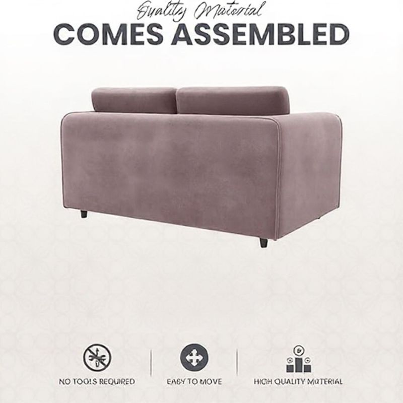 Plush Velvet 2 Seater Fullback Sofa - Pink
