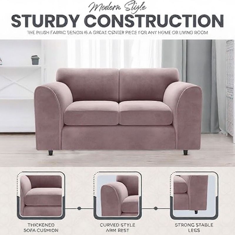 Plush Velvet 2 Seater Fullback Sofa - Pink