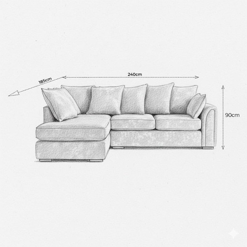 Dylan Alaska L Shape Corner Sofa – Light Grey | Left & Right Hand UK