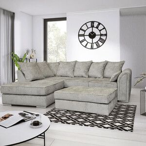Chiswick Upholstered Chaise Corner Sofa – Free Footstool Included