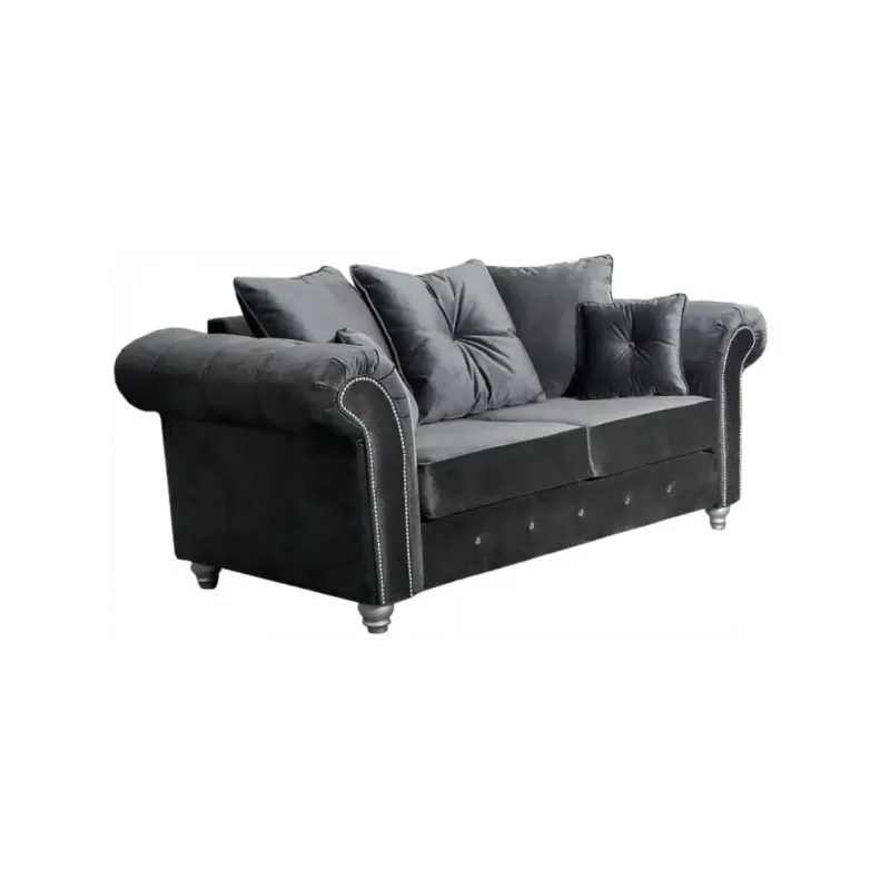 (3+2 Seater) Raven Plush 3 and 2 Seater sofa Button Arms