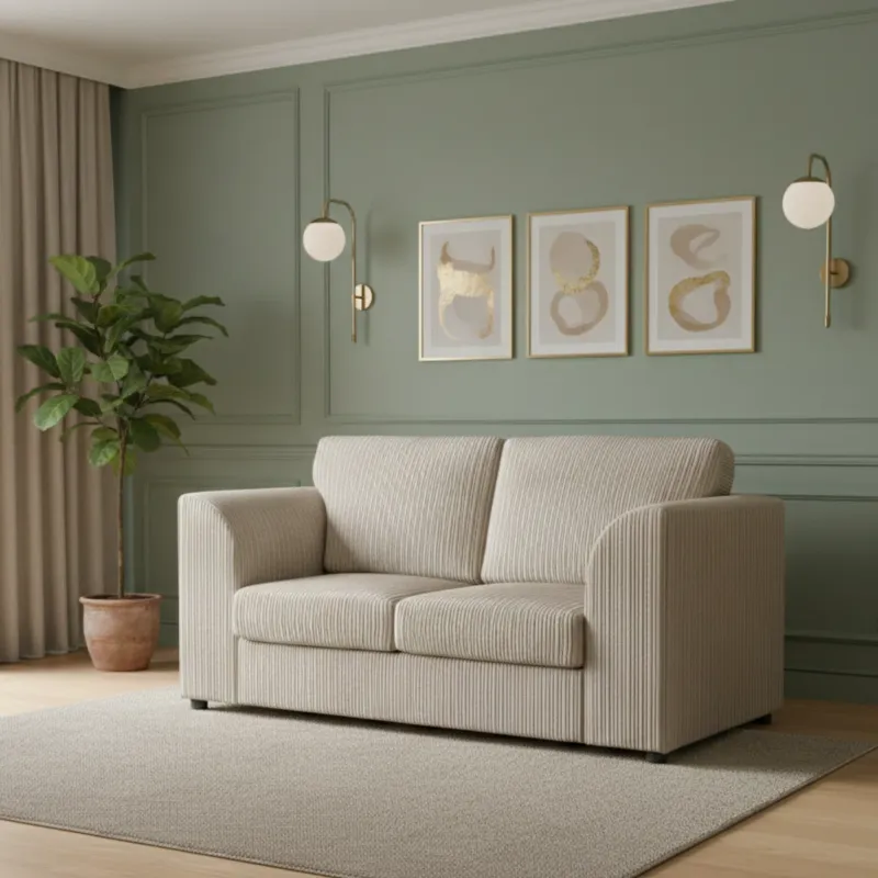 2 Seater Corduroy Sofa High back (cream)