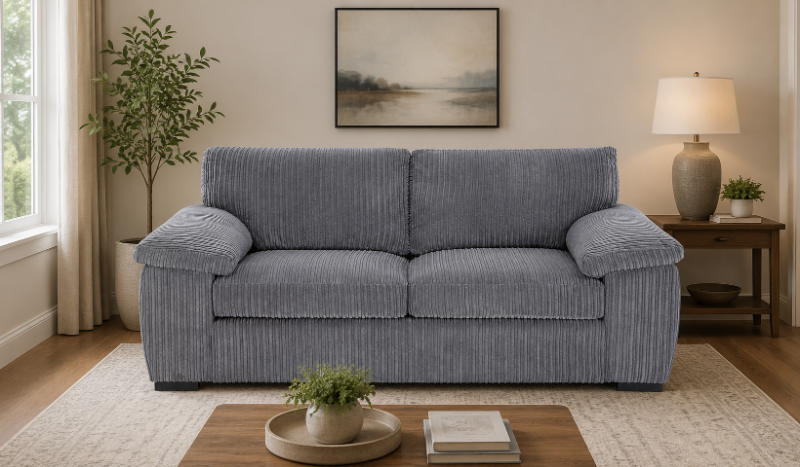 Jumbo Cord 2 Seater Sofa Stylish & Compact Sofa for Modern Living Rooms and Flats Enhance Comfort Without Compromising Space