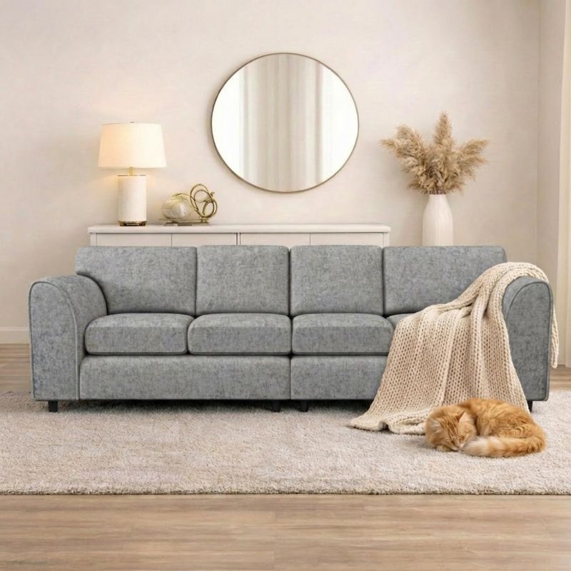 Alaska Fabric Straight 4 Seater Sofa for Modern Living Rooms