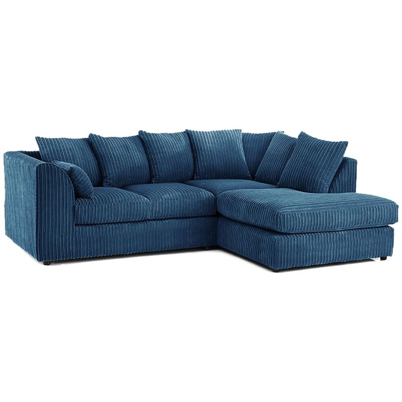Jumbo Cord Corner Sofa - Marine Blue (Right Hand)