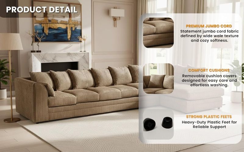 Modular 7 Settee Suites for Living Room (Mink, 7 Seater RH)