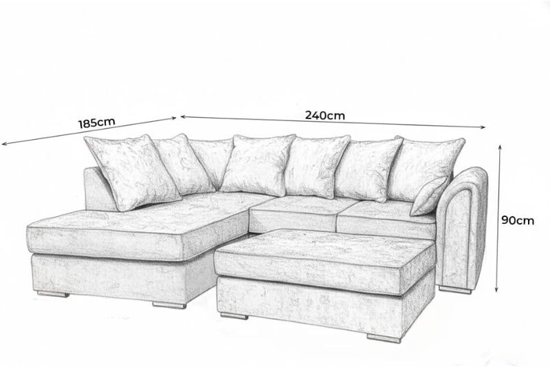 Alaska L-Shape Corner Sofa | 3–4 Seater Modular Couch | Pearl, Light & Dark Grey | LH/RH Sectional Set with Footstool