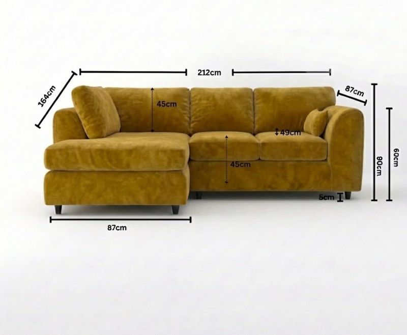 Dylan Left Hand Facing Couch for Living Room (Mustard Yellow)