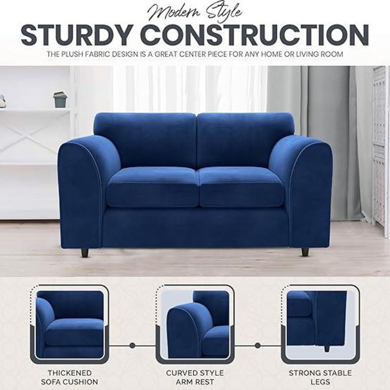 lush Velvet 2 Seater Fullback Sofa - Midnight Blue