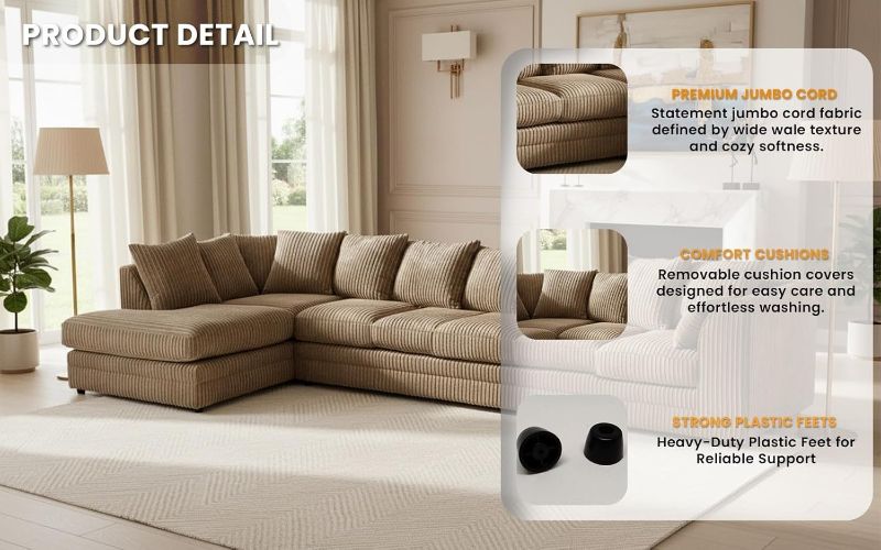 Modular 7 Settee Suites for Living Room (Mink, 7 Seater LH)