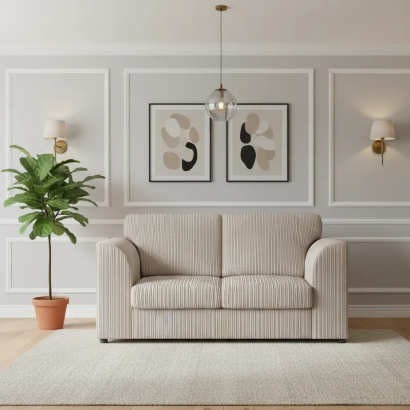 2 Seater Corduroy Sofa High back (cream)