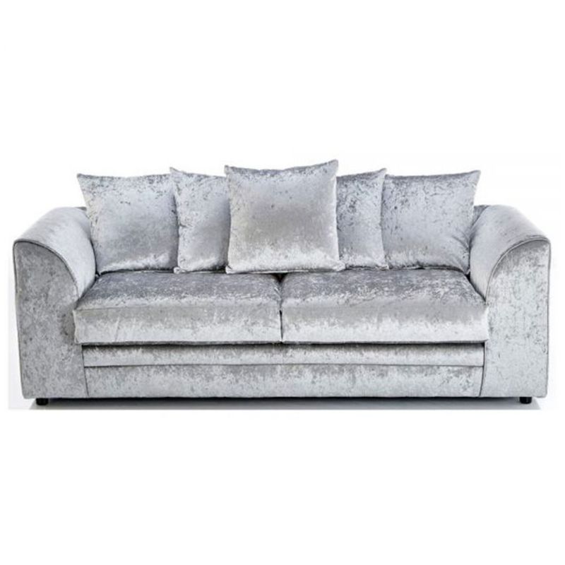 Crushed Velvet 3 Seater Scatterback Sofa - Silver