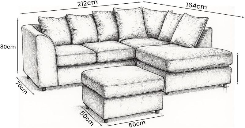 Mink Crushed Velvet L-Shape Corner Sofa with Footstool | 3–4 Seater | Memory Foam Cushions | Left or Right Hand Facing Modern Sectional Sofa