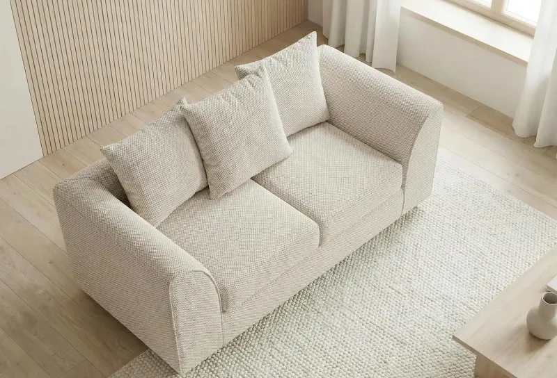 Chenille 2 seater Scatter Back Cream