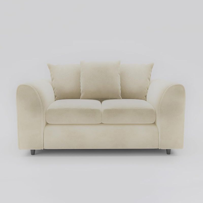 DELANO Plush Velvet 3 Seater Scatterback Sofa - Cream