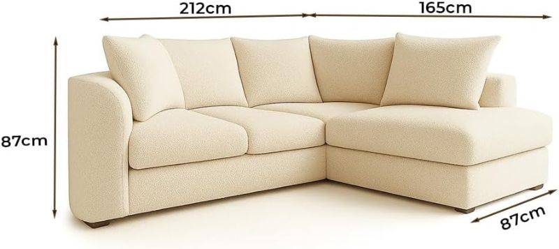 Cream Bouclé 4 Seater L-Shaped Corner Sofa – Teddy Fabric | Left or Right Hand UK