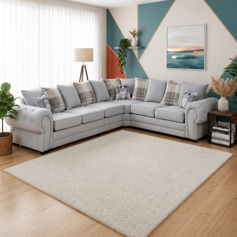 Verona 3C2 6 Seater Corner Sofa – Mink | Right Hand L Shape Scatter Back Sofa UK