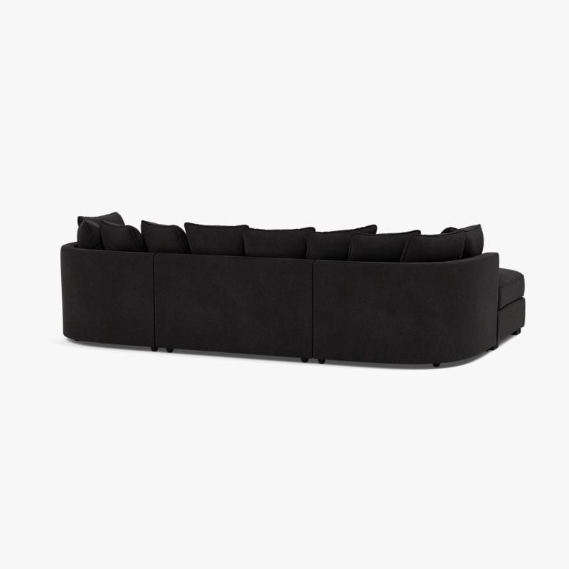 Bishop U Shape Scatter Back Sofa – Black | Large 5 Seater Corner Sofa UK