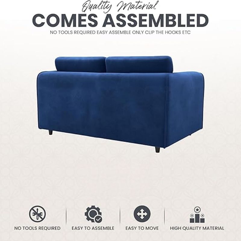 lush Velvet 2 Seater Fullback Sofa - Midnight Blue