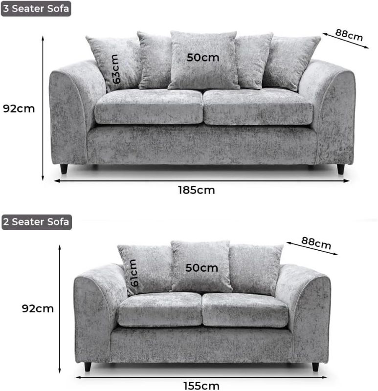 Alaska Grey 3+2 Seater Sofa Set – Scatter Back Fabric Sofa Suite | UK