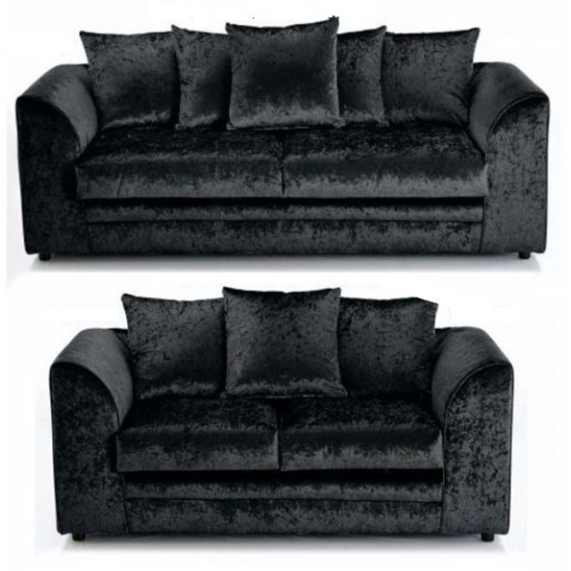 Crushed Velvet 3 Seater Scatterback Sofa - Black