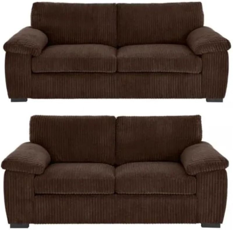 Delta Grey Jumbo Cord 3+2 Seater Sofa Set – High Back Comfortable Sofa Suite
