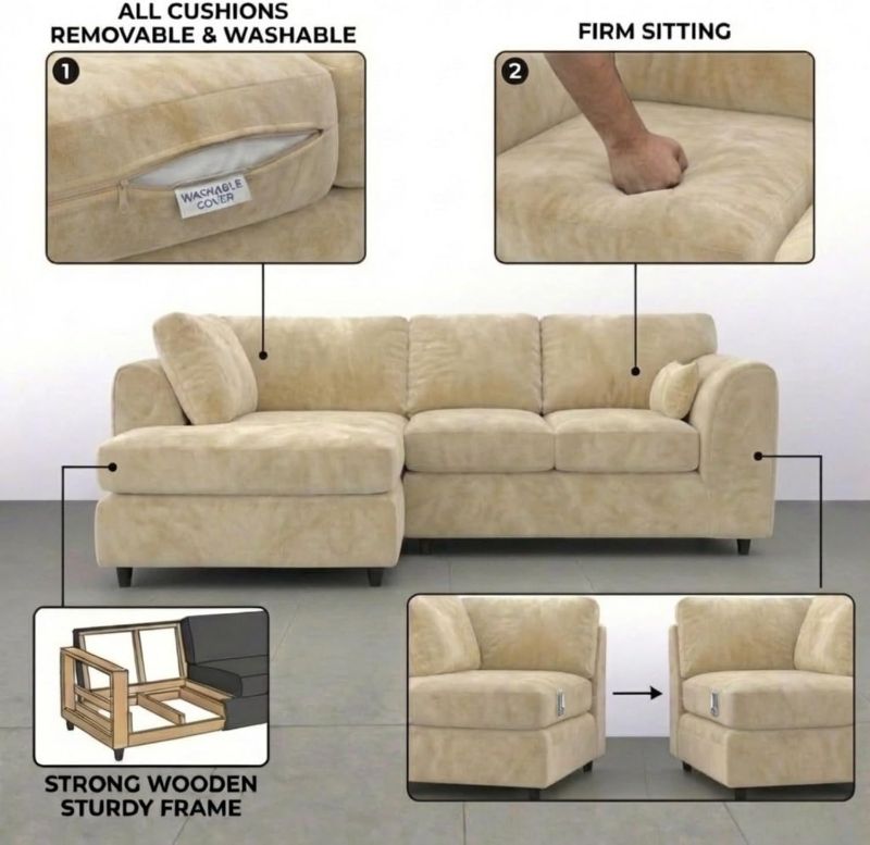 Dylan Left Hand Facing Couch for Living Room (Beige )