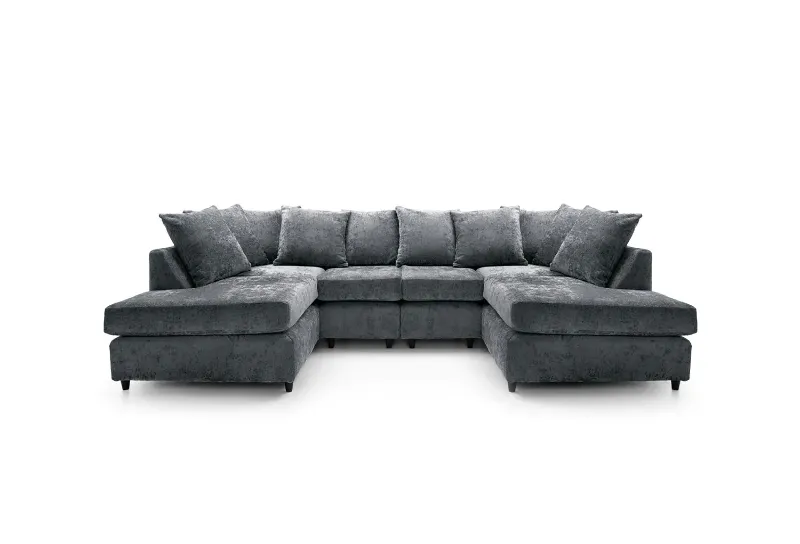 Dark Grey Chenille U-Shape Sofa