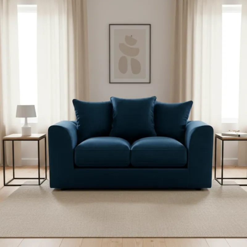 2 Seater Velvet Sofa (Blue)