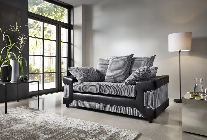 Dino Black & Grey 2 seater scatter back sofa
