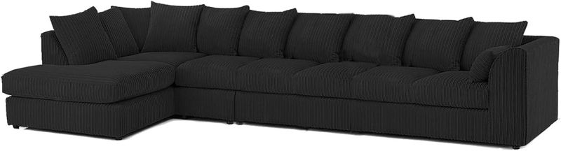 Modular 7 Settee Suites for Living Room (Black, 7 Seater LH)