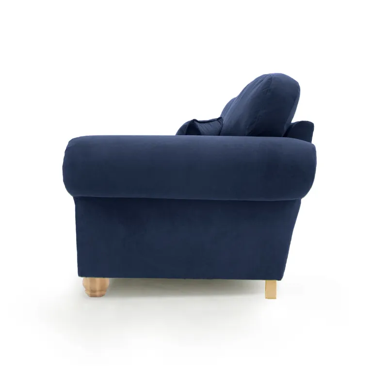 Ashwin Blue plush Velvet High Back Sofa