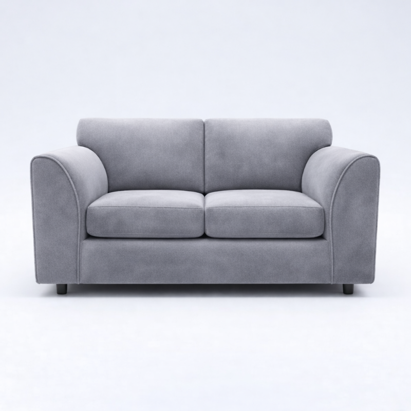 DELANO Plush Velvet 3 Seater Fullback Sofa - Light Grey