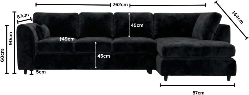XL Right Hand Corner Couch for Living Room