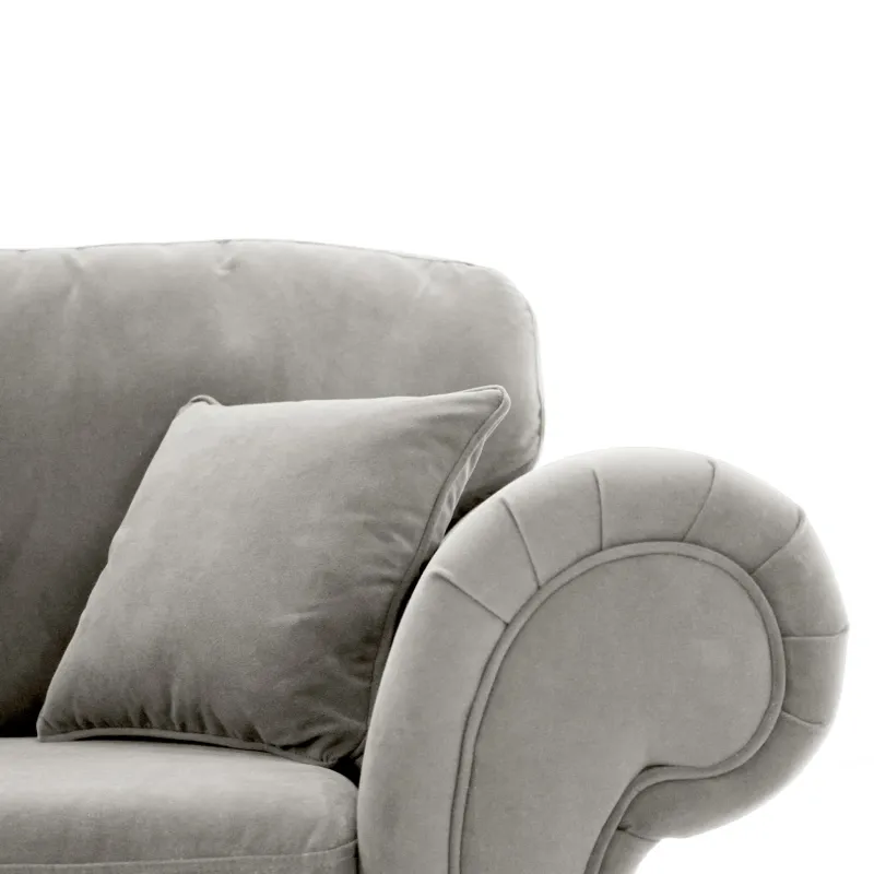 Ashwin Grey plush Velvet High Back Sofa