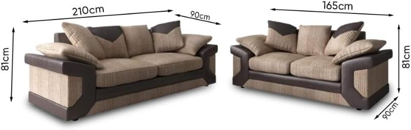 Brown & Beige 3+2 Seater Sofa Set – Modular Jumbo Cord Corner Suite – Scatter Back Living Room & TV Lounge Sofas