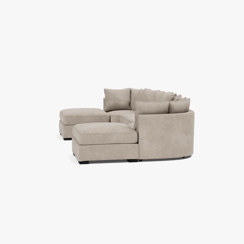 Luxe Bishop U Shape Corner Sofa – Black Chenille | Large Scatter Back Sofa UK