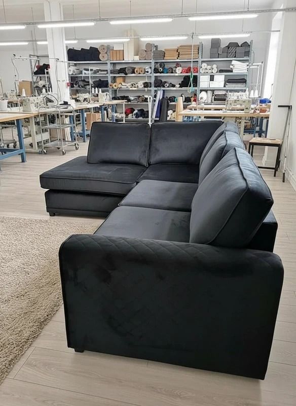 Dylan L shape Plush Velvet High Back corner sofa