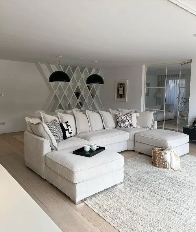 Bishop U shape Cream Scatter Back sofas