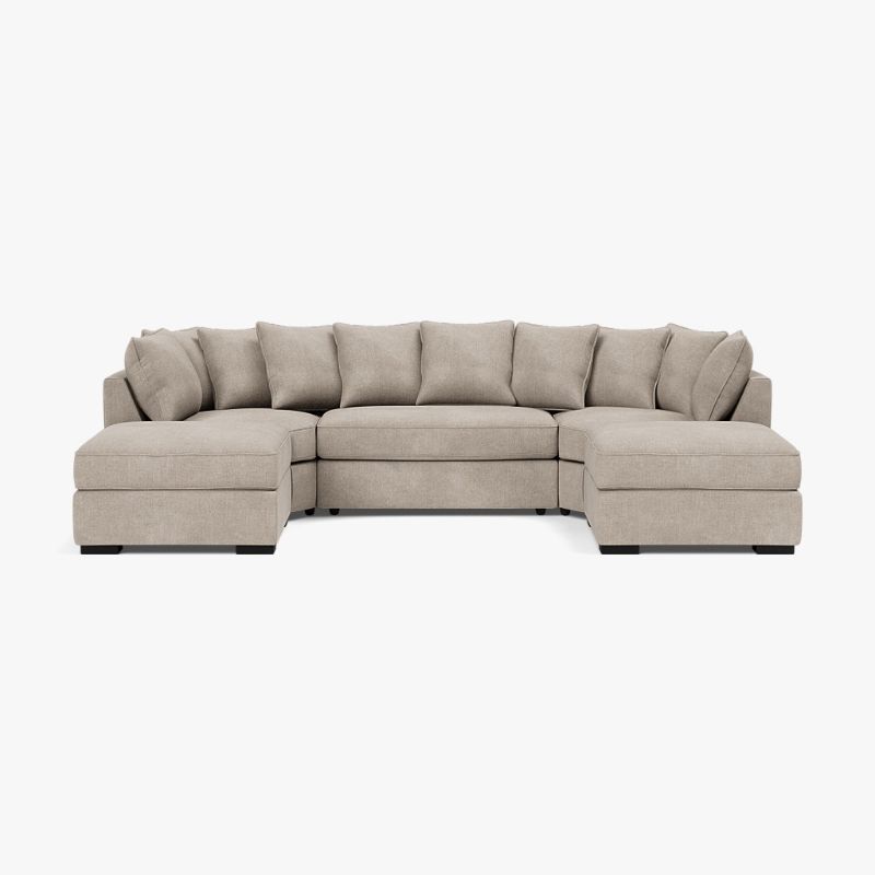 Luxe Bishop U Shape Corner Sofa – Black Chenille | Large Scatter Back Sofa UK