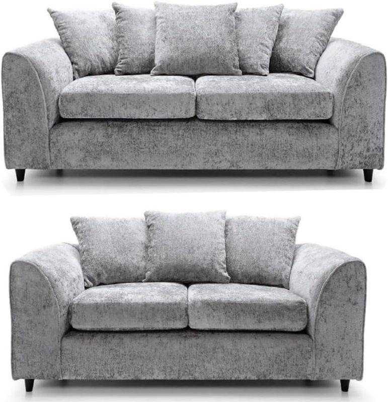 Alaska Grey 3+2 Seater Sofa Set – Scatter Back Fabric Sofa Suite | UK