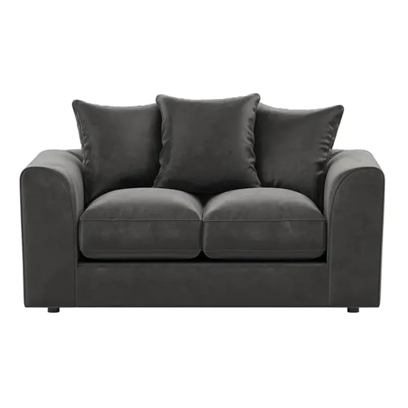 2 Seater Velvet Sofa (Steel Grey)